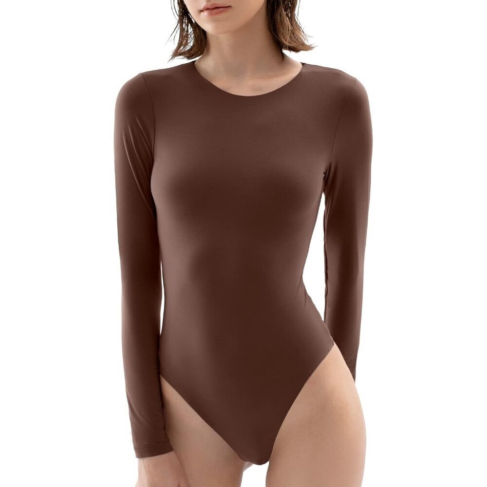 Women's 06 Tiramisu Crew Neck Long Sleeve Bodysuit Smoke Cloud Tops Collection